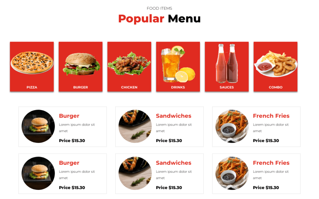 Burger Restaurant / Menu