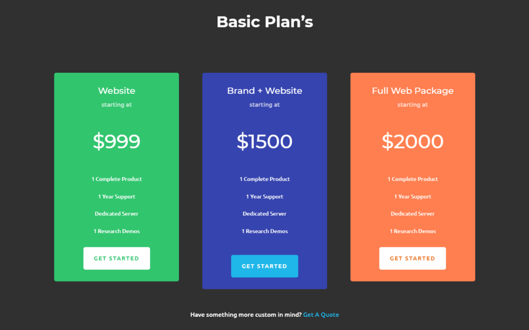 Web Agency – Pricing/Pricing Table