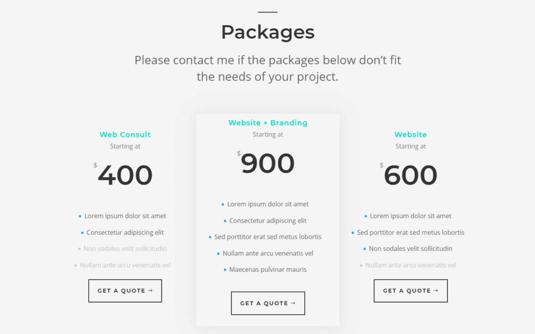 Freelancer – Pricing/Pricing Tables