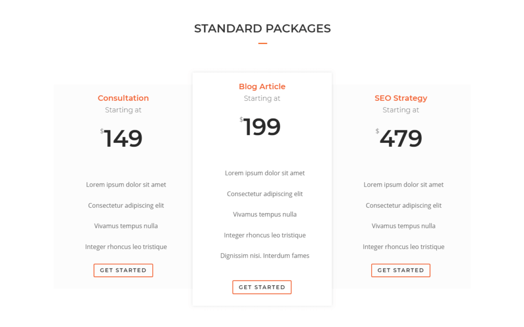 Copywriter – Pricing/Pricing Table