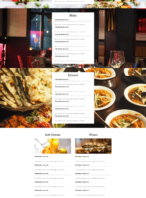 VIP Restaurant – Menu